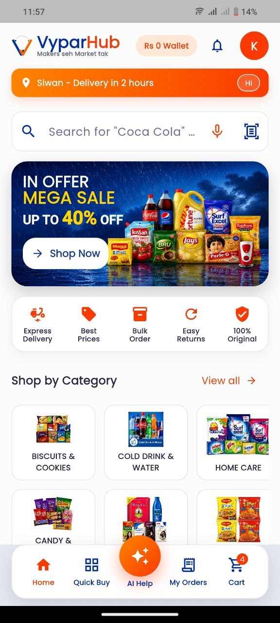 VyparHub FMCG app screenshot